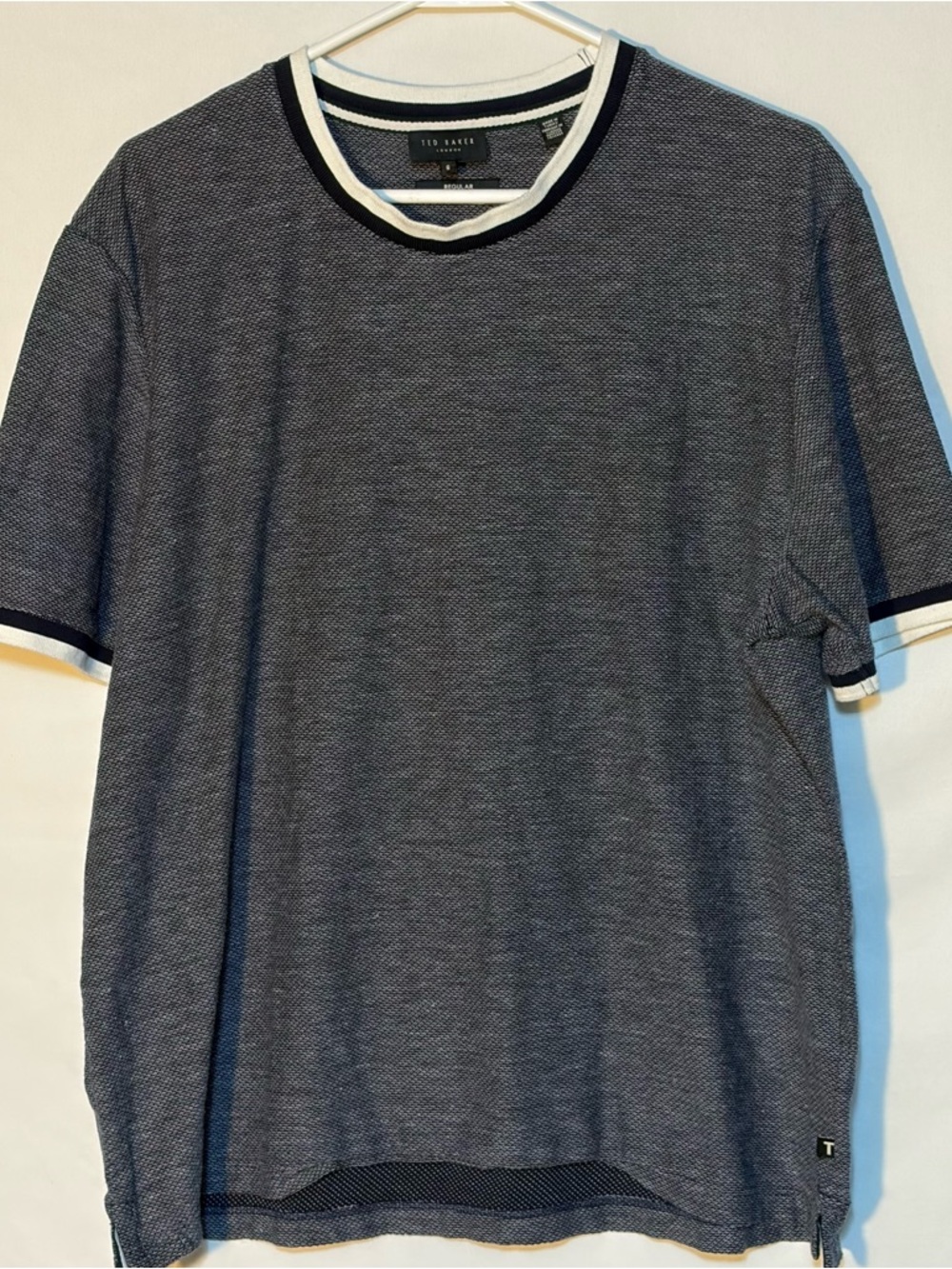 Ted Baker London Textured Cotton Short Sleeve Shirt Men’s Dark Gray